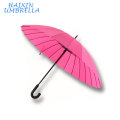 Cadeaux Promotionnels avec Logo Hôtel Vente Chaude Personnalisé Pas Cher Pluie Auto Ouvert 24 Côtes Rose Straight Umbrella Chine Fabricant